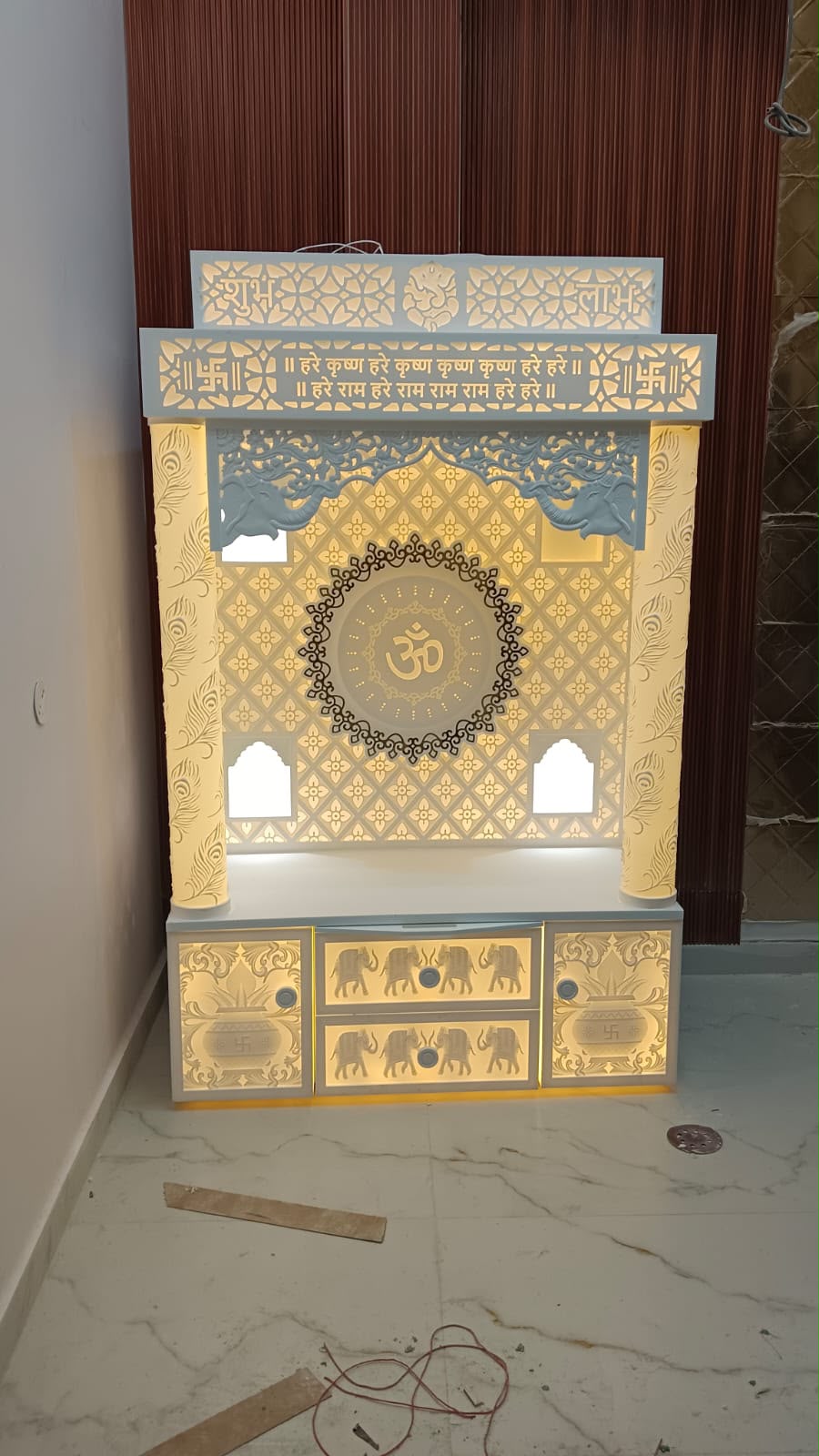 Wall mounted corian temple